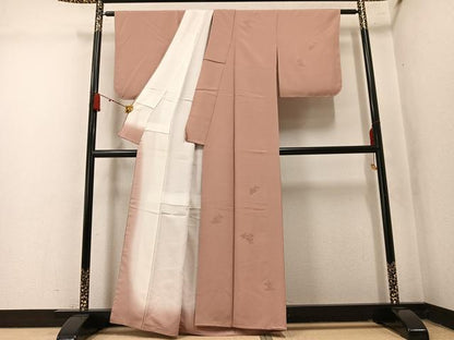 平和屋着物●中国三大刺繍　相良刺繍　総刺繍　無地絵羽訪問着　草花文　ときがら茶色　正絹　逸品　AABM5069ph