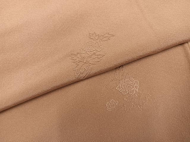 平和屋着物●中国三大刺繍　相良刺繍　総刺繍　無地絵羽訪問着　草花文　ときがら茶色　正絹　逸品　AABM5069ph