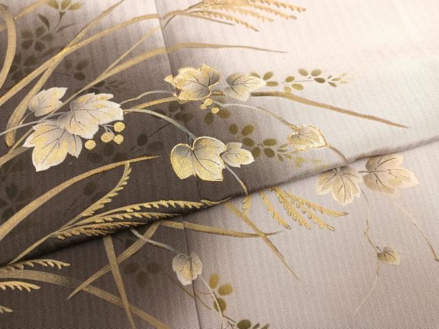 平和屋着物●訪問着　草花文　暈し染め　金彩　正絹　逸品　AABM5071ph