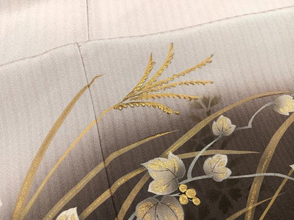 平和屋着物●訪問着　草花文　暈し染め　金彩　正絹　逸品　AABM5071ph