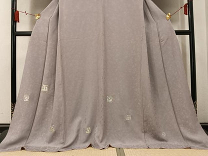 平和屋着物●訪問着　総刺繍　草花文　金糸　正絹　逸品　AABM5072ph