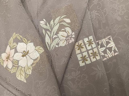 平和屋着物●訪問着　総刺繍　草花文　金糸　正絹　逸品　AABM5072ph