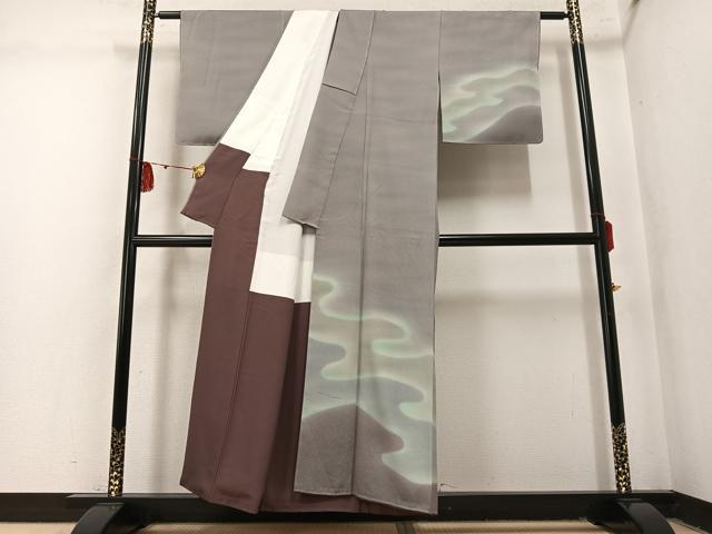 平和屋着物●訪問着　作家物　流水文　暈し染め　正絹　逸品　未使用　AABM5077ph