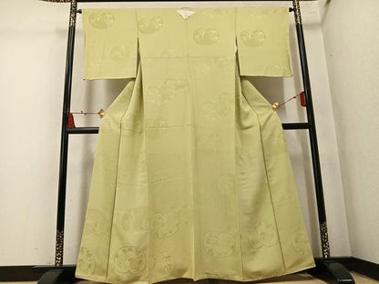 平和屋着物●上質な色無地　草花地紋　木蘭色　正絹　逸品　未使用　AABM5081ph