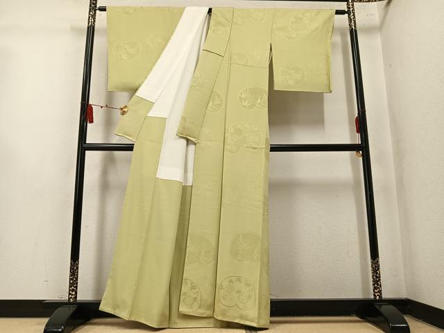 平和屋着物●上質な色無地　草花地紋　木蘭色　正絹　逸品　未使用　AABM5081ph