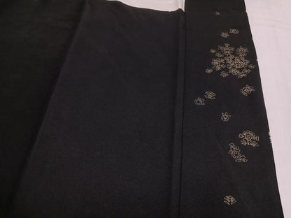 平和屋着物●豪華黒留袖　総刺繍　双鳥花文　金糸　正絹　逸品　AABM5084ph
