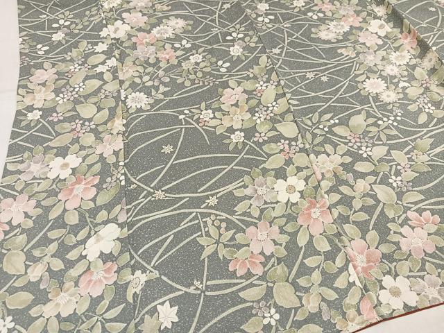平和屋着物●上質な小紋　草花文　正絹　逸品　未使用　AABM5088ph