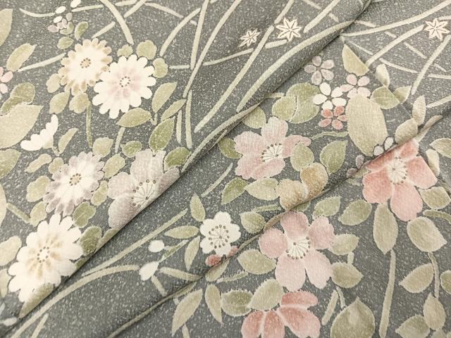 平和屋着物●上質な小紋　草花文　正絹　逸品　未使用　AABM5088ph