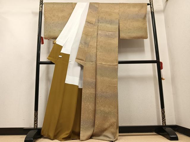 平和屋着物●上質な小紋　草花地紋　暈し染め　正絹　逸品　未使用　AABM5090ph