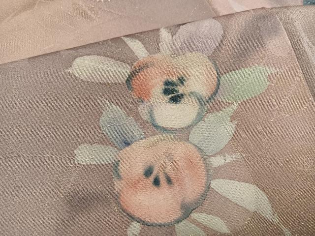 平和屋着物●染色作家　斉藤三才　小紋　草花文　暈し染め　ラメ　正絹　逸品　AABM5092ph