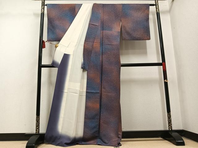 平和屋着物●上質な小紋　霞文　暈し染め　正絹　逸品　AABM5093ph