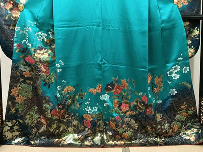 平和屋着物●豪華振袖　花蝶文　暈し染め　金銀彩　正絹　逸品　AABM5096ph