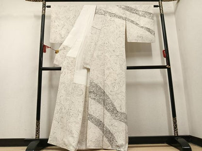 平和屋着物●訪問着　墨流し文様　正絹　逸品　AABM5098ph