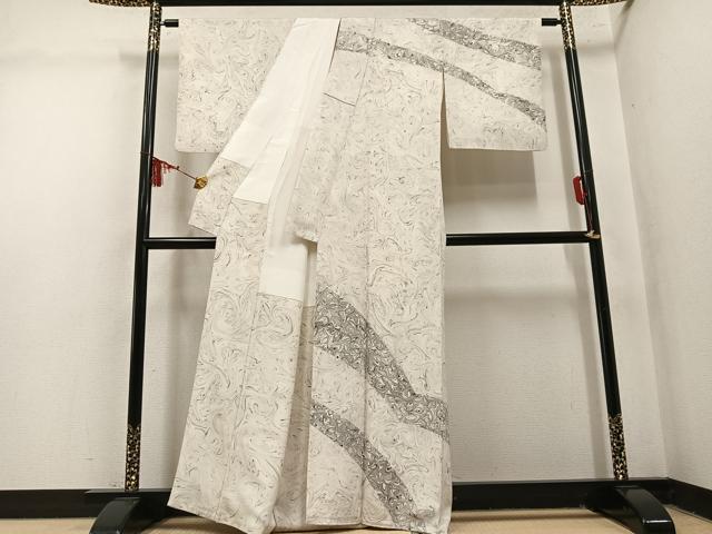 平和屋着物●訪問着　墨流し文様　正絹　逸品　AABM5098ph