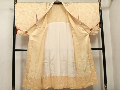 平和屋着物●長襦袢　無双仕立て　作家物　絞り　群れ鶴　金彩　半衿刺繍　正絹　逸品　AABM5099ph