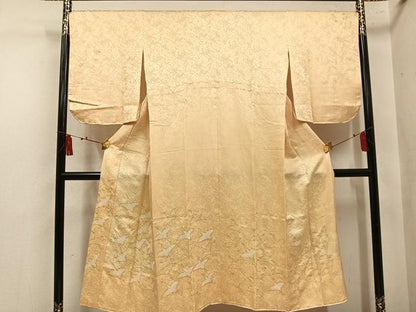 平和屋着物●長襦袢　無双仕立て　作家物　絞り　群れ鶴　金彩　半衿刺繍　正絹　逸品　AABM5099ph
