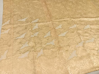 平和屋着物●長襦袢　無双仕立て　作家物　絞り　群れ鶴　金彩　半衿刺繍　正絹　逸品　AABM5099ph