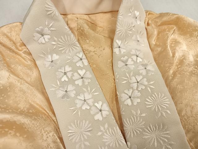 平和屋着物●長襦袢　無双仕立て　作家物　絞り　群れ鶴　金彩　半衿刺繍　正絹　逸品　AABM5099ph