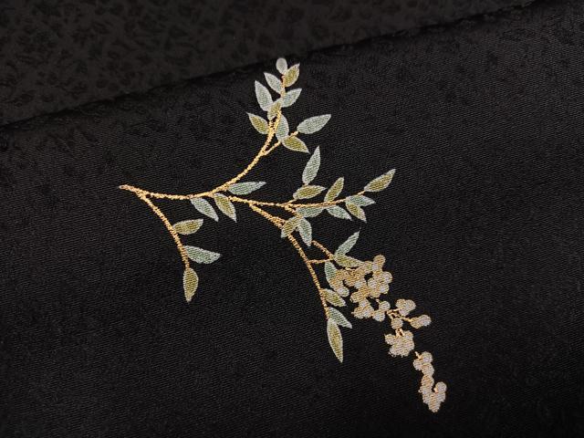 平和屋着物●上質な小紋　南天文　黒地　金彩　正絹　逸品　AABM5101ph