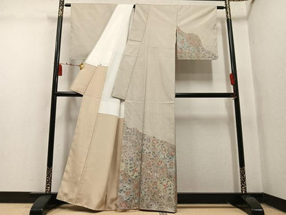 平和屋着物●本場大島紬　染大島　訪問着　更紗唐草文　正絹　逸品　未使用　AABM5102ph