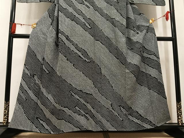 平和屋着物●訪問着　総絞り　霞文　黒地　正絹　逸品　AABM5107ph