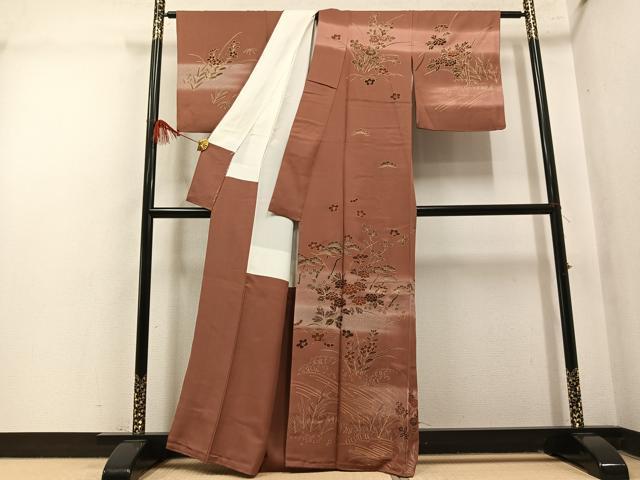 平和屋着物●訪問着　松竹梅草花文　暈し染め　金彩　正絹　逸品　AABM5109ph