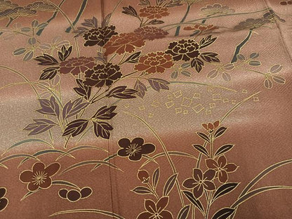 平和屋着物●訪問着　松竹梅草花文　暈し染め　金彩　正絹　逸品　AABM5109ph
