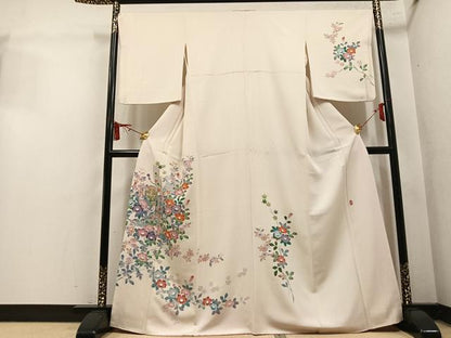 平和屋着物●訪問着　友禅　作家物　貝桶枝花文　正絹　逸品　AABM5119ph