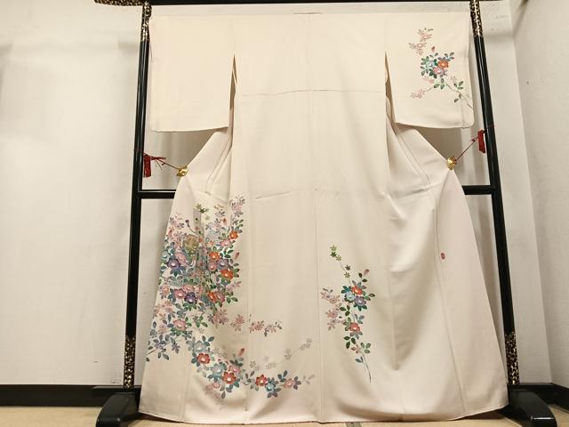 平和屋着物●訪問着　友禅　作家物　貝桶枝花文　正絹　逸品　AABM5119ph