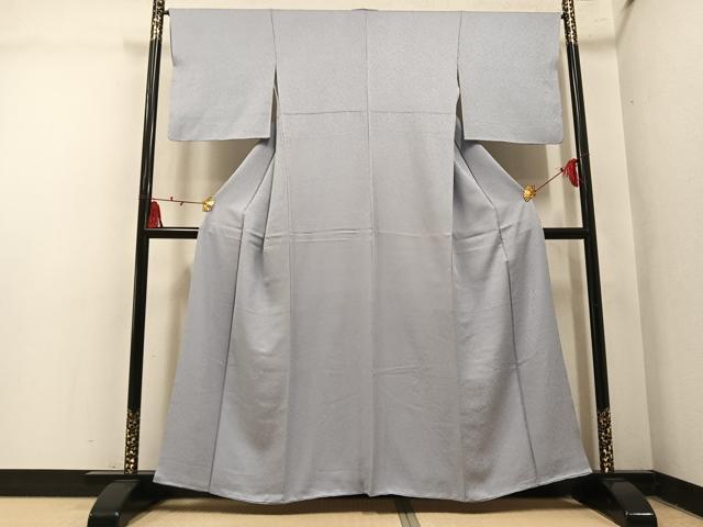 平和屋着物●上質な色無地　霞地紋　白鼠色　やまと誂製　正絹　逸品　AABM5120ph