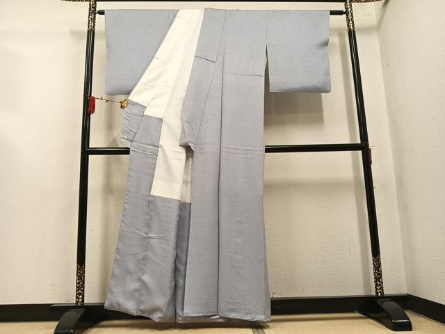 平和屋着物●上質な色無地　霞地紋　白鼠色　やまと誂製　正絹　逸品　AABM5120ph