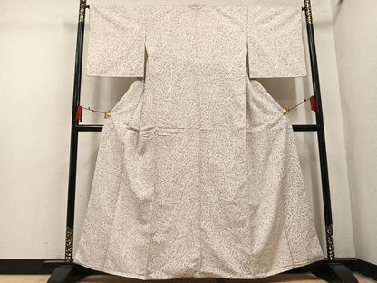 平和屋着物●上質な紬　更紗文　金糸　やまと誂製　正絹　逸品　AABM5122ph