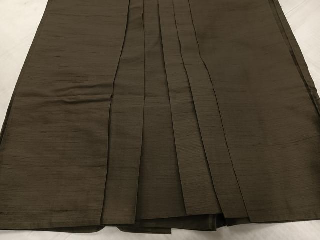平和屋着物●男性　馬乗り袴　紬地　涅色　正絹　逸品　AABM5126ph