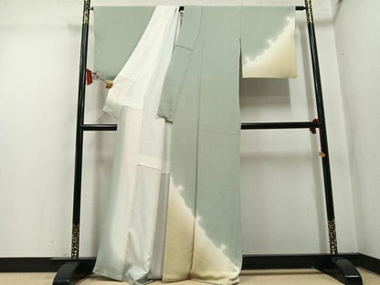平和屋着物●訪問着　雪輪文　暈し染め　鬼しぼ縮緬　正絹　逸品　AABM5158ph