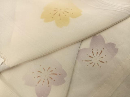 平和屋着物●長襦袢　無双仕立て　舞桜　正絹　逸品　AABM5159ph