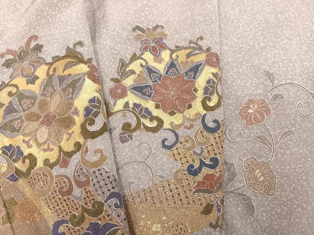 平和屋着物●中国三大刺繍　汕頭刺繍　スワトウ刺繍　訪問着　花唐草文　金彩　正絹　逸品　AABM5160ph