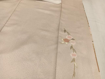 平和屋着物●訪問着　絞り　駒刺繍　雲重ね枝花文　金彩　正絹　逸品　AABM5165ph