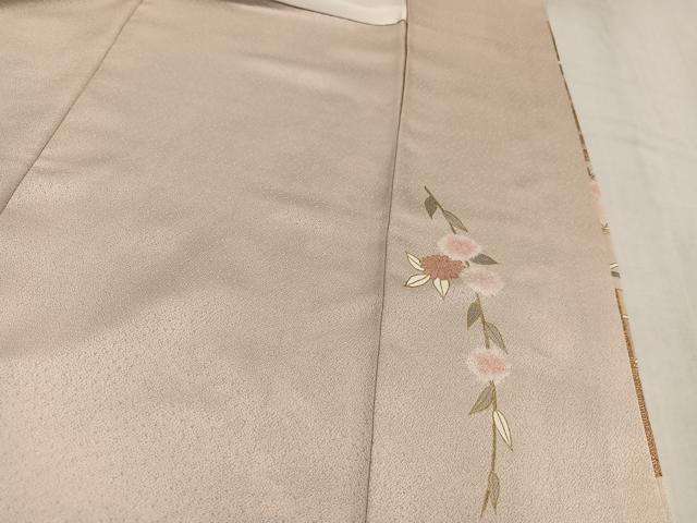 平和屋着物●訪問着　絞り　駒刺繍　雲重ね枝花文　金彩　正絹　逸品　AABM5165ph