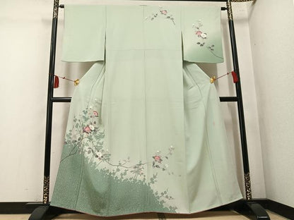 平和屋着物●訪問着　友禅　作家物　枝花文　暈し染め　正絹　逸品　AABM5169ph