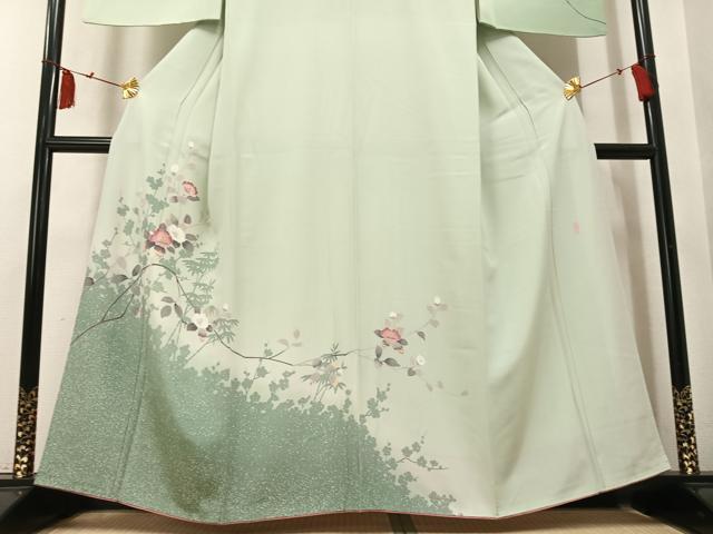 平和屋着物●訪問着　友禅　作家物　枝花文　暈し染め　正絹　逸品　AABM5169ph