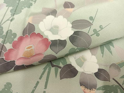 平和屋着物●訪問着　友禅　作家物　枝花文　暈し染め　正絹　逸品　AABM5169ph