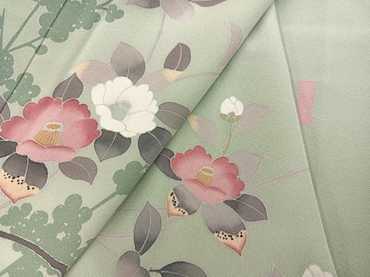 平和屋着物●訪問着　友禅　作家物　枝花文　暈し染め　正絹　逸品　AABM5169ph