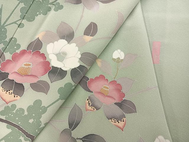 平和屋着物●訪問着　友禅　作家物　枝花文　暈し染め　正絹　逸品　AABM5169ph