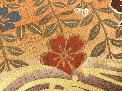 平和屋着物●豪華振袖　駒刺繍　花蝶文　暈し染め　金彩　正絹　逸品　AABM5170ph