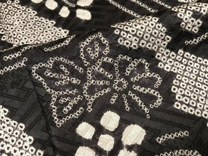 平和屋着物●豪華振袖　絞り　駒刺繍　草花文　ロング丈　正絹　逸品　AABM5171ph