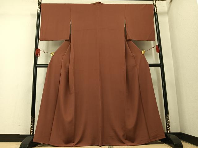 平和屋着物●江戸小紋　万筋　錆色×胡桃色　正絹　逸品　AABM5175ph