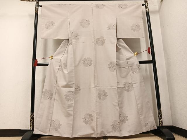 平和屋着物●結城紬　100亀甲　飛び亀甲　舞花文　正絹　逸品　AABM5176ph
