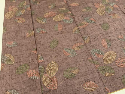 平和屋着物●上質な小紋　紬地　型染め　舞葉文　正絹　逸品　AABM5177ph