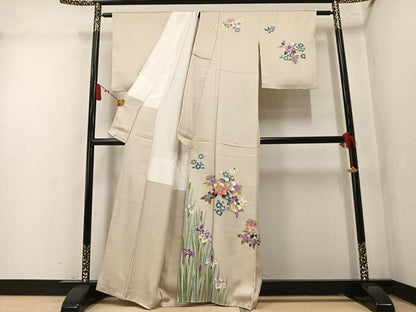 平和屋着物●訪問着　友禅　作家物　草花文　暈し染め　正絹　逸品　AABM5178ph
