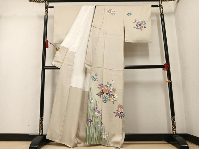 平和屋着物●訪問着　友禅　作家物　草花文　暈し染め　正絹　逸品　AABM5178ph